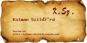 Kolman Szilárd névjegykártya